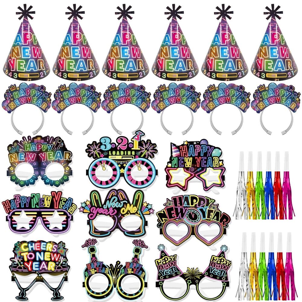 4958 36 Pcs Glitter New Year's Eve Party Supplies Kit, 2026 Happy New Year